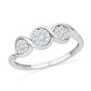 Image 1 : 0.16 CTW Diamond Triple Cluster Ring 10KT White Gold - REF-22F4N