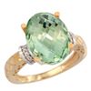 Image 1 : Natural 5.53 ctw Green-amethyst & Diamond Engagement Ring 14K Yellow Gold - REF-60X3A