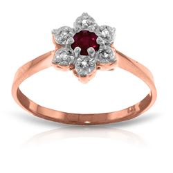 Genuine 0.23 ctw Ruby & Diamond Ring Jewelry 14KT Rose Gold - REF-30A6K