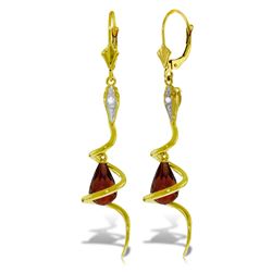 Genuine 4.56 ctw Garnet & Diamond Earrings Jewelry 14KT Yellow Gold - REF-91K4V