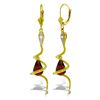 Genuine 4.56 ctw Garnet & Diamond Earrings Jewelry 14KT Yellow Gold - REF-91K4V
