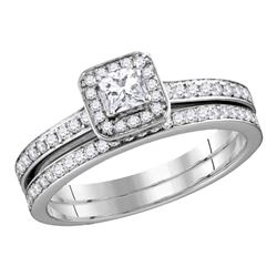 0.69 CTW Princess Diamond Bridal Engagement Ring 10KT White Gold - REF-67F4N