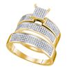 0.53 CTW His & Hers Diamond Cluster Matching Bridal Ring 10KT Yellow Gold - REF-52K4W