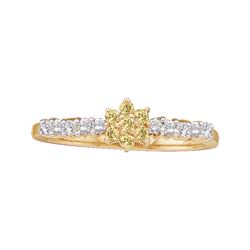 0.33 CTW Yellow Color Diamond Flower Cluster Ring 10KT Yellow Gold - REF-19M4H