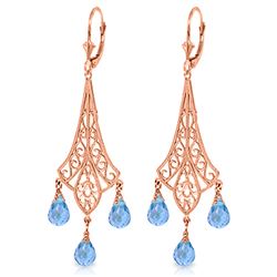 Genuine 4.8 ctw Blue Topaz Earrings Jewelry 14KT Rose Gold - REF-56Z9N