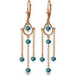 Genuine 3 ctw Blue Topaz Earrings Jewelry 14KT Rose Gold - REF-48K9V