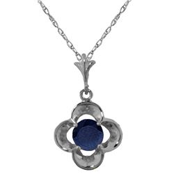 Genuine 0.55 ctw Sapphire Necklace Jewelry 14KT White Gold - REF-25Z4N