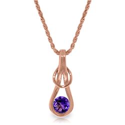 Genuine 0.65 ctw Amethyst Necklace Jewelry 14KT Rose Gold - REF-73Z7N