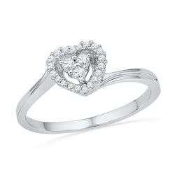 0.16 CTW Diamond Simple Heart Cluster Ring 10KT White Gold - REF-16M4H