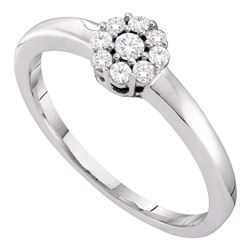 0.20 CTW Diamond Cluster Bridal Engagement Ring 14KT White Gold - REF-26K9W