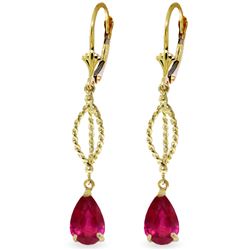 Genuine 3.5 ctw Ruby Earrings Jewelry 14KT Yellow Gold - REF-55Z3N