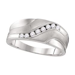 0.26 CTW Mens Diamond Wedding Ring 10KT White Gold - REF-37H5M