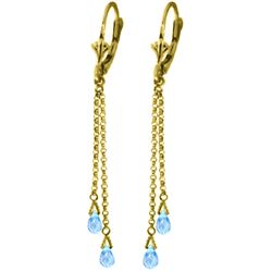 Genuine 2.5 ctw Blue Topaz Earrings Jewelry 14KT Yellow Gold - REF-29N7R