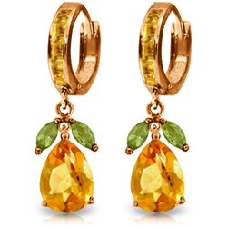 Genuine 14.3 ctw Peridot & Citrine Earrings Jewelry 14KT Rose Gold - REF-82K9V