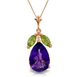 Genuine 6.5 ctw Amethyst & Peridot Necklace Jewelry 14KT Rose Gold - REF-38Z2N