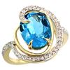 Natural 6.53 ctw swiss-blue-topaz & Diamond Engagement Ring 14K Yellow Gold - REF-72Z8Y