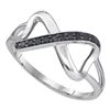 0.11 CTW Black Color Diamond Infinity Ring 10KT White Gold - REF-8X9Y