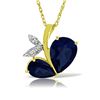 Genuine 5.36 ctw Sapphire & Diamond Necklace Jewelry 14KT Yellow Gold - REF-84T3A