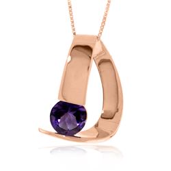 Genuine 1 ctw Amethyst Necklace Jewelry 14KT Rose Gold - REF-50N5R