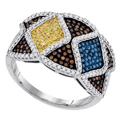 0.75 CTW Multicolor Diamond Fashion Ring 10KT White Gold - REF-75X2Y