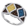 0.75 CTW Multicolor Diamond Fashion Ring 10KT White Gold - REF-75X2Y