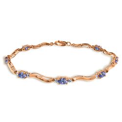 Genuine 2.01 ctw Tanzanite & Diamond Bracelet Jewelry 14KT Rose Gold - REF-89W5Y