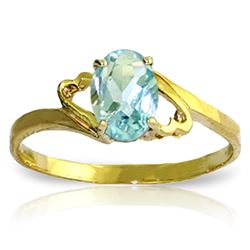 Genuine 0.75 ctw Aquamarine Ring Jewelry 14KT Yellow Gold - REF-22Y5F