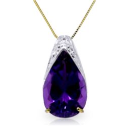 Genuine 5 ctw Amethyst Necklace Jewelry 14KT Yellow Gold - REF-27T2A