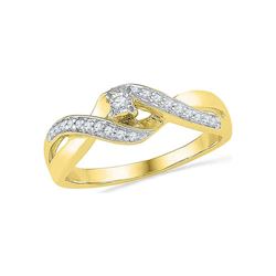 0.20 CTW Diamond Solitaire Crossover Promise Bridal Ring 10KT Yellow Gold - REF-22W4K