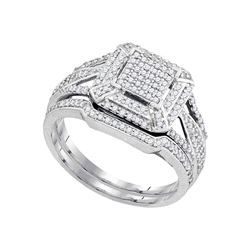 0.50 CTW Diamond Cluster Bridal Engagement Ring 10KT White Gold - REF-52K4W