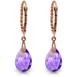 Genuine 6 ctw Amethyst Earrings Jewelry 14KT Rose Gold - REF-30W6Y