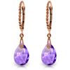Genuine 6 ctw Amethyst Earrings Jewelry 14KT Rose Gold - REF-30W6Y