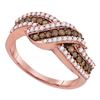 Image 1 : 0.75 CTW Cognac-brown Color Diamond Crossover Ring 10KT Rose Gold - REF-44M9H