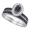 0.50 CTW Black Color Diamond Cluster Bridal Halo Ring 10KT White Gold - REF-25Y4X