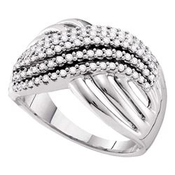 0.51 CTW Diamond Crossover Strand Ring 14KT White Gold - REF-82Y4X