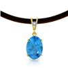 Genuine 7.56 ctw Blue Topaz & Diamond Necklace Jewelry 14KT Yellow Gold - REF-35F5Z