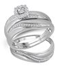 0.19 CTW Diamond Mens Trio Matching Halo Wedding Bridal Ring 10KT White Gold - REF-33N8F