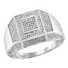 0.68 CTW Mens Diamond Square Cluster Ring 10KT White Gold - REF-75H2M