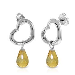 Genuine 4.5 ctw Citrine Earrings Jewelry 14KT White Gold - REF-42A6K