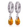 Genuine 2.53 ctw Citrine & Diamond Earrings Jewelry 14KT White Gold - REF-58W2Y
