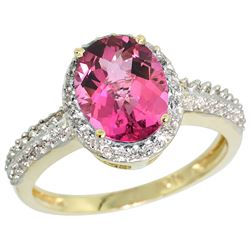 Natural 1.91 ctw Pink-topaz & Diamond Engagement Ring 10K Yellow Gold - REF-31A7V