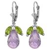 Genuine 14.4 ctw Peridot & Amethyst Earrings Jewelry 14KT White Gold - REF-46F7Z