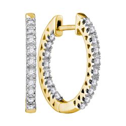 0.32 CTW Diamond Hoop Earrings 10KT Yellow Gold - REF-37W5K