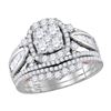 Image 1 : 1.58 CTW Diamond Cluster Bridal Engagement Ring 14KT Two-tone Gold - REF-157H5M
