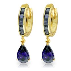 Genuine 4.55 ctw Sapphire Earrings Jewelry 14KT Yellow Gold - REF-70H3X