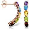Genuine 2.5 ctw Multi-gemstone Earrings Jewelry 14KT Rose Gold - REF-37Y4F