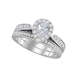 1 CTW Pear Diamond Bridal Wedding Engagement Ring 14KT White Gold - REF-209F9N