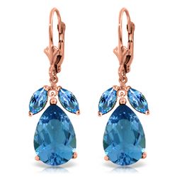 Genuine 13 ctw Blue Topaz Earrings Jewelry 14KT Rose Gold - REF-61K2V