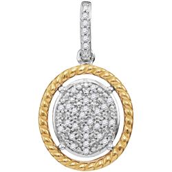 0.08 CTW Diamond Oval Cluster Yellow-tone Rope Pendant 10KT Two-tone Gold - REF-14X9Y