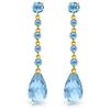 Genuine 23 ctw Blue Topaz Earrings Jewelry 14KT Yellow Gold - REF-50K6V